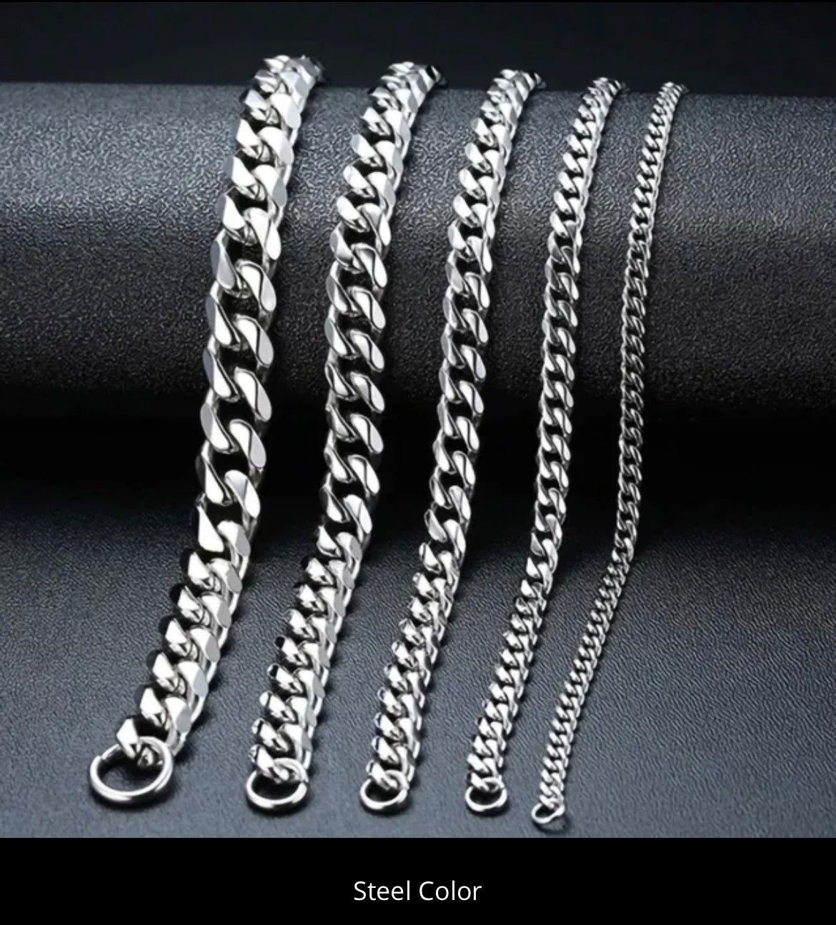 Men's Cuban Link Chain Necklace Stainless Steel Colour Male Jewellery