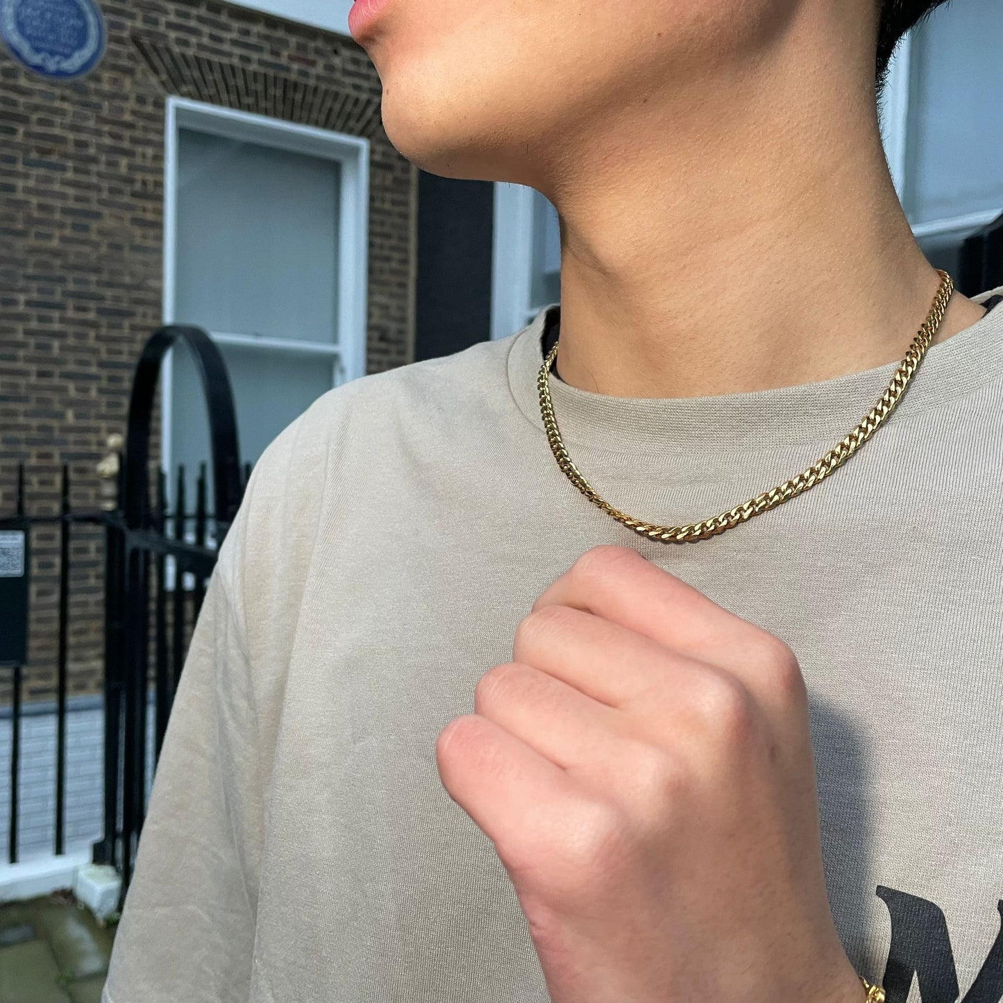 Men's Cuban Link Chain Necklace Stainless Steel Colour Male Jewellery