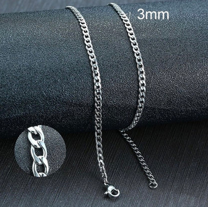 Men's Cuban Link Chain Necklace Stainless Steel Colour Male Jewellery