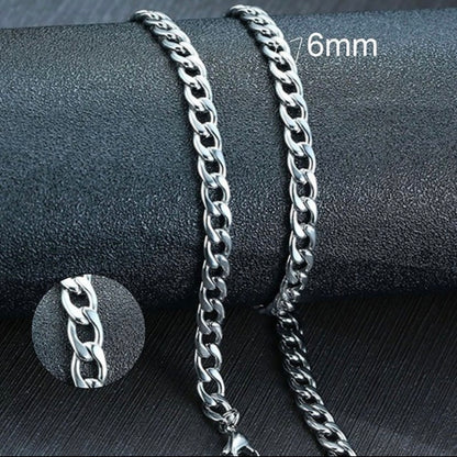 Men's Cuban Link Chain Necklace Stainless Steel Colour Male Jewellery